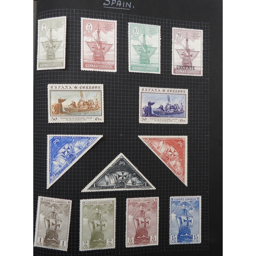 7043 - A collection of worldwide stamps in an album to include GB  1/d black four margin IC in corners used... 