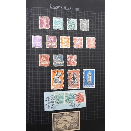 7043 - A collection of worldwide stamps in an album to include GB  1/d black four margin IC in corners used...