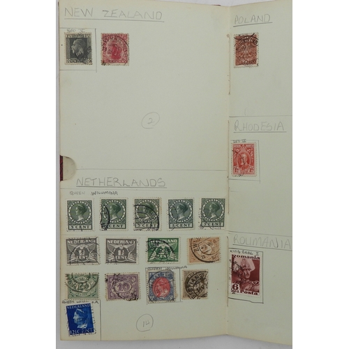 7043 - A collection of worldwide stamps in an album to include GB  1/d black four margin IC in corners used... 