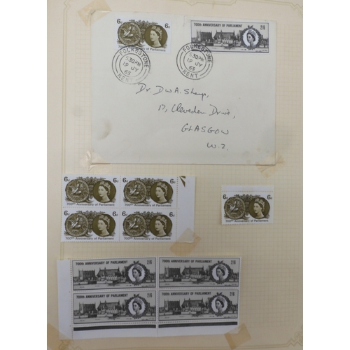 7045 - A worldwide stamp collection in four albums including 1 album of  GB with early phosphor sets, one a... 