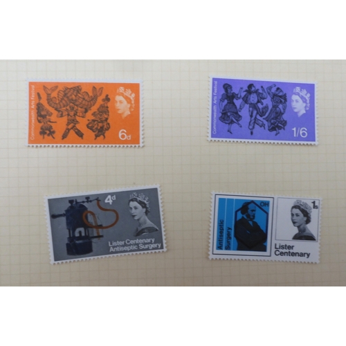 7045 - A worldwide stamp collection in four albums including 1 album of  GB with early phosphor sets, one a...