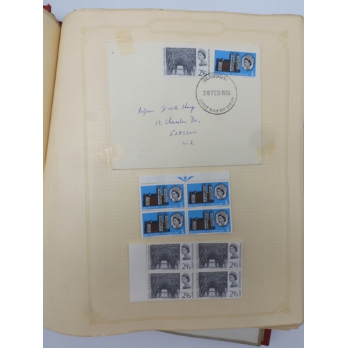 7045 - A worldwide stamp collection in four albums including 1 album of  GB with early phosphor sets, one a... 