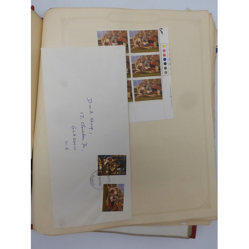 7045 - A worldwide stamp collection in four albums including 1 album of  GB with early phosphor sets, one a... 