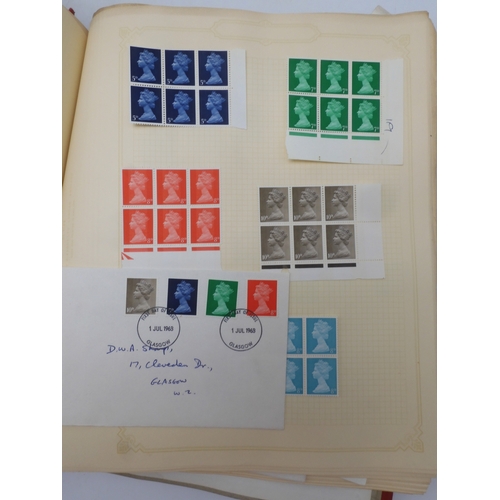 7045 - A worldwide stamp collection in four albums including 1 album of  GB with early phosphor sets, one a...