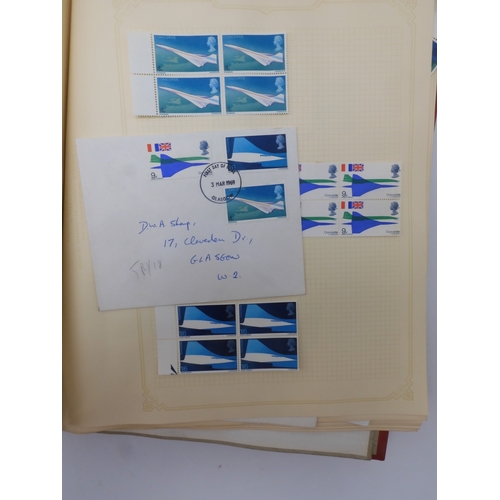 7045 - A worldwide stamp collection in four albums including 1 album of  GB with early phosphor sets, one a... 