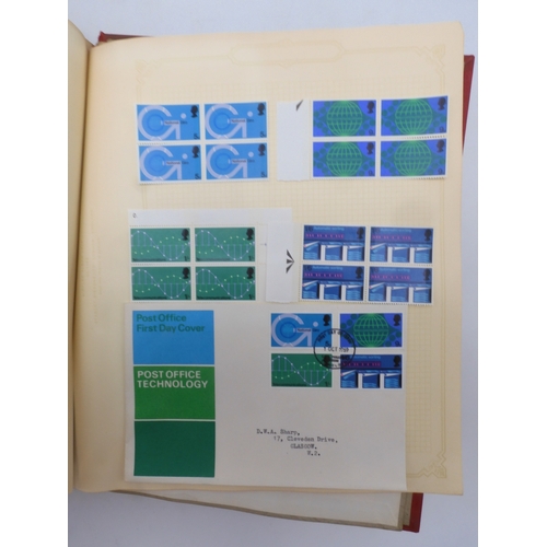 7045 - A worldwide stamp collection in four albums including 1 album of  GB with early phosphor sets, one a...