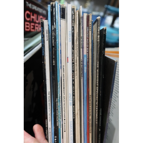 359 - VINYL LP RECORDS, a box of mostly pop and jazz LP records with Charlie Mingus, Pointer Sisters, Chuc... 