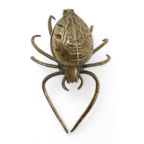 2151A - A NOVELTY VICTORIAN BRASS INKWELLin the form of a spider, the hinged abdomen opening to a well, regi... 