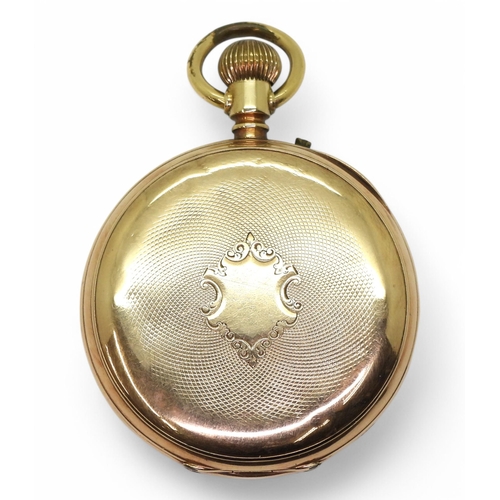 706 - A 14k gold pocket watch (af) inner dust cover metal. Diameter 4.5cm, weight 76.8gms