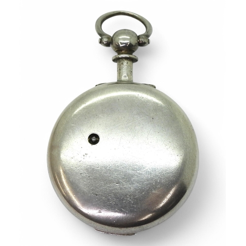 708 - A silver pair cased pocket watch hallmarked London 1870 to both cases, the mechanism signed Dan Ferg... 