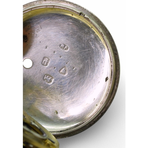 708 - A silver pair cased pocket watch hallmarked London 1870 to both cases, the mechanism signed Dan Ferg... 