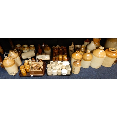 201 - A large collection of stoneware bottles and jars and other items