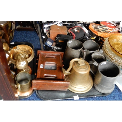 203 - A collection of brassware, a Satsuma vase, other vases etc