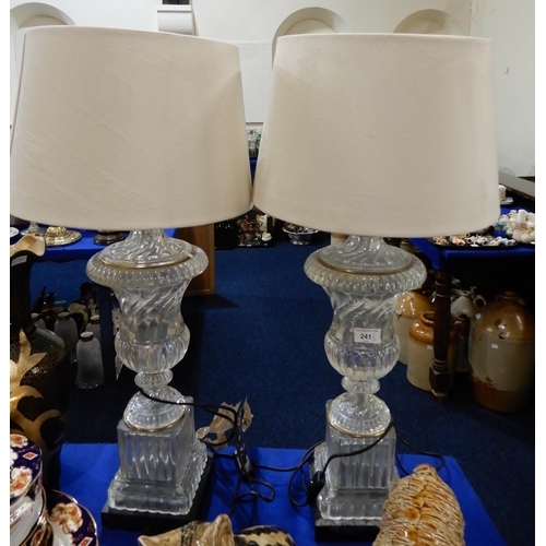 241 - A pair of glass table lamps