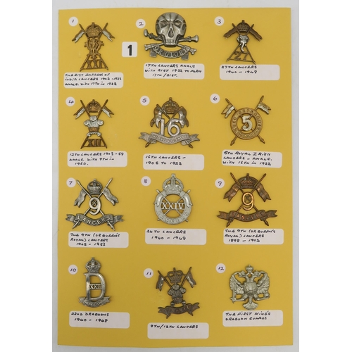 373 - Cavalry/infantry cap badges, to include the 17th/21st Lancers, 5th Royal Irish Lancers, 22nd Dragoon... 