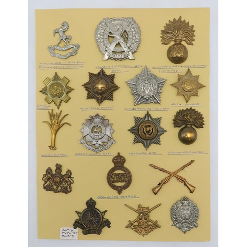 375 - Military cap badges, to include the Army Cyclist Corps, Grenadier Guards, Welsh Guards, Duke of Corn... 