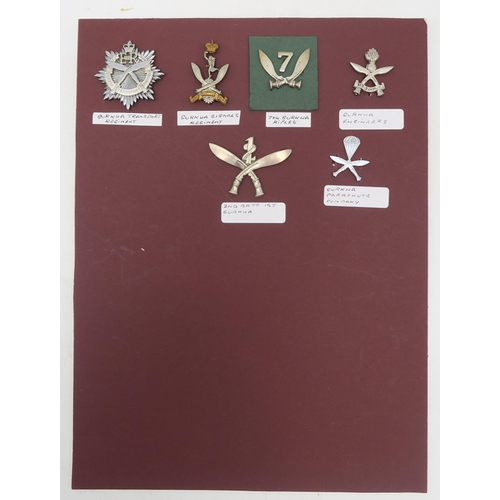 378 - Assorted Gurkha Rifles caps badges, to include the Signals and Transport Regiments, Parachute Compan... 