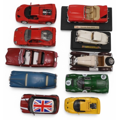 479 - A collection of loose diecast model cars, with examples by Maisto, Polistil Tonka, Universal Hobbies... 