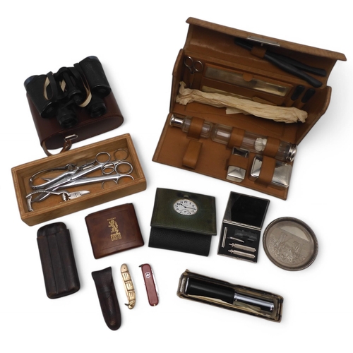 488 - A mixed lot, to include a leather-cased pair of Carl Zeiss Jena 8x30W binoculars, a boxed Otis King'... 