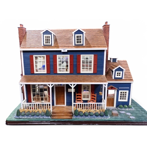 490 - A large and impressive Franklin Mint Hartland Hollow American-style dolls' house, on plinth base, me... 