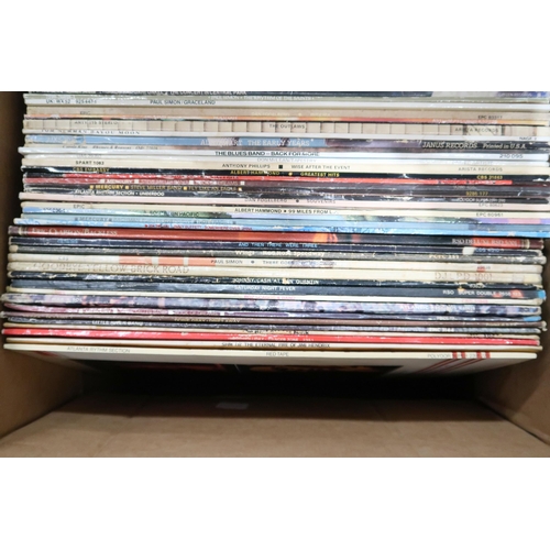 350B - VINYL RECORDS a good box of classic rock LP records with Steve Miller Band, Blue Mink, Genesis, Eric... 