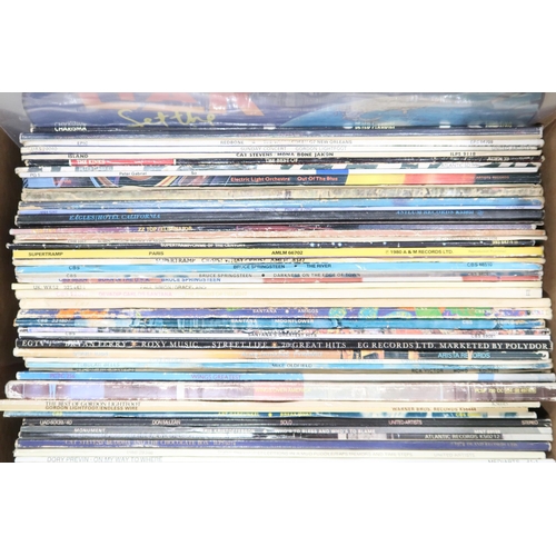 350C - VINYL RECORDS a good box of classic rock, pop and folk LP records with Dire Strait, Eagles, Supertra... 