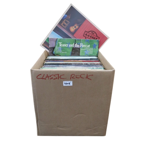 350E - VINYL RECORDS a good box of classic rock LP records with Cat Stevens, Foreigner, Santana, Eric Clapt... 