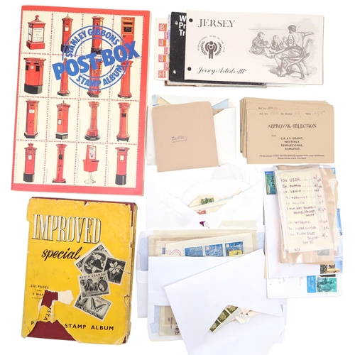 502 - WORLD STAMPS; two stamp albums plus a box of loose stamps 