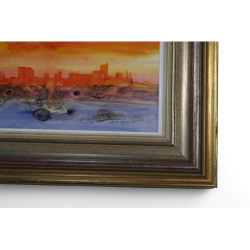 1008 - JAMES SPENCE RSW RGI (SCOTTISH 1929-2016) GOLDEN SUNSET, THE ALHAMBRA Mixed media, signed lower righ... 