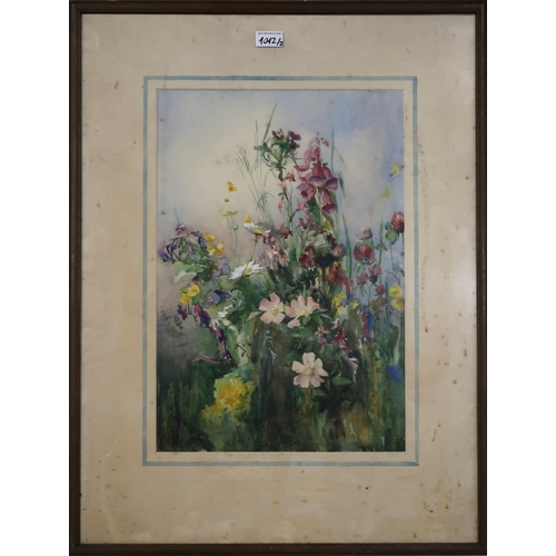 1012 - CONTEMPORARY SCHOOL FLOWER FIELD Watercolour, signed 'J.S. Yamamoto', 49 x 31cm Toget... 