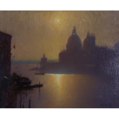 1016 - DAVID CRESSMAN (BRITISH b.1980) SANTA MARIA DELLA SALUTE, VENICE Oil on board, signed lower right, 5... 