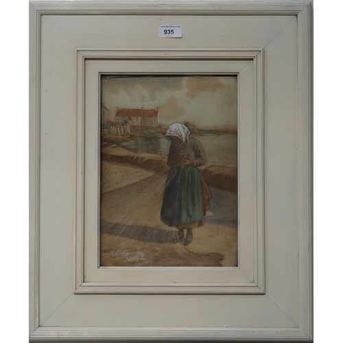 935 - ROBERT CLOUSTON YOUNG (SCOTTISH 1860-1929) EAST NEWK FISHER WOMAN  Watercolour, signe... 