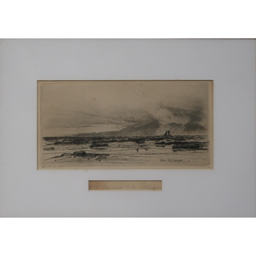 945 - DAVID YOUNG CAMERON (SCOTTISH 1865-1945) ARRAN Etching, signed lower right, 15 x 26cm... 