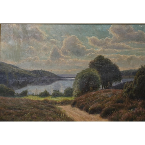 947 - 20th CENTURY SCHOOL QUIET SUMMER DAY Oil on canvas, signed lower left, 43 x 63cm Toge... 