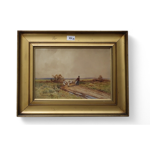 952 - JAN BEEKOUT (DUTCH b.1937) DUTCH CANAL SCENE Oil on board, signed lower left, 14 x 29cm Together wit... 