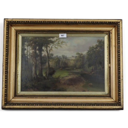 967 - 20th CENTURY SCHOOL FOREST VIEW Oil on board, signed 'J.D. Clark' lower left, 29 x 43cm... 