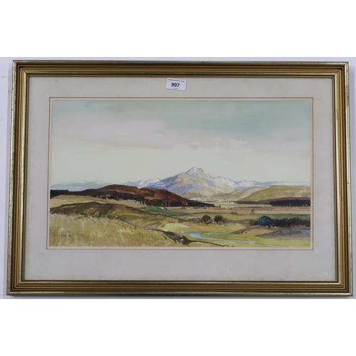 997 - TOM SHANKS RSW RGI (SCOTTISH 1921-2020) BEN LEDI Watercolour, signed lower left, 29 x 50cm Title ins... 