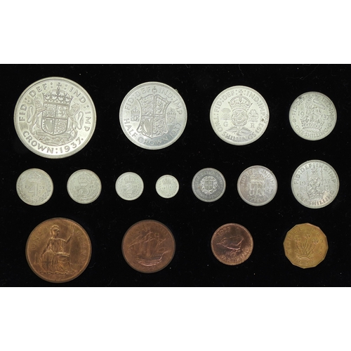 306 - George VI (1936-1952) Specimen Set 1937A cased set of  fifteen coins, crown, half cro... 