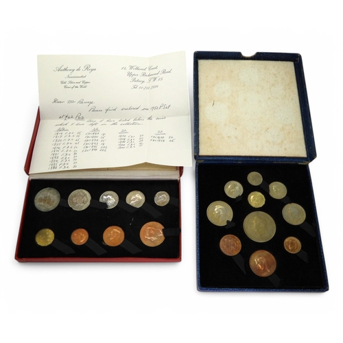 308 - George VI (1936-1952) Specimen Set 1950A nine coin proof coin set in Royal Mint box of issue to... 