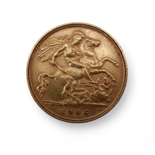 312 - EDWARD VII (1901-1910) 1/2 SOVEREIGN 1906ObverseUncrowned portrait of King Edward VII right, legend ... 