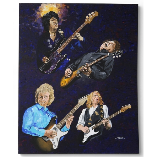 JIM CONLIN (SCOTTISH 1945-2024) MUSIC LEGENDS Acrylic on canvas, signed ...