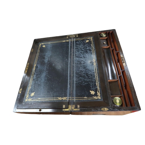 20 - A lot comprising a 19th century walnut brass bound lap desk/ writing slope and a 19th century toilet... 