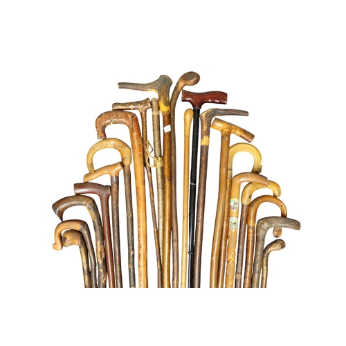 30 - A lot comprising twenty one assorted walking sticks to include horn/antler handled examples (21)