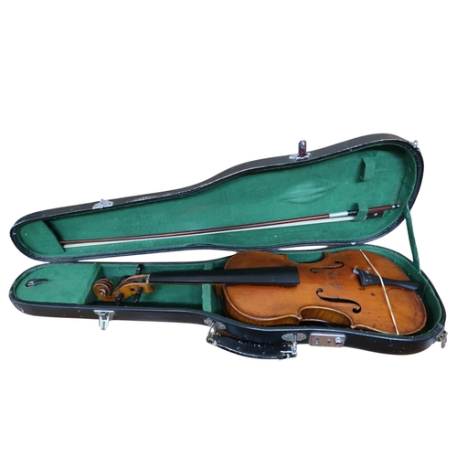 Two piece back violin with internal dealers label John H