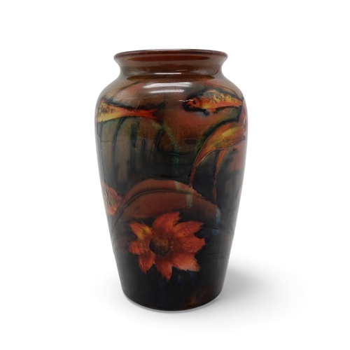 WILLIAM MOORCROFT - A FLAMBE FISH VASE
