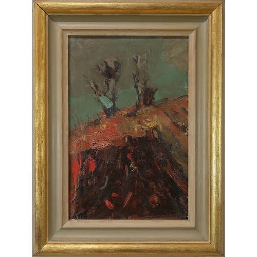 2915 - † JOAN EARDLEY RSA (BRITISH 1921-1963)TWO TREES (1963)Oil on canvas, 29 x 19cm (11.5 x 7.5