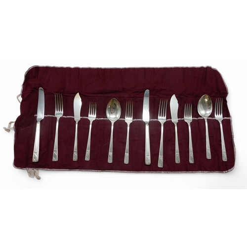 2310 - A SUITE OF ELIZABETH II SILVER CUTLERYby Emile Viner, Sheffield 1958, with decorative finials, the t... 