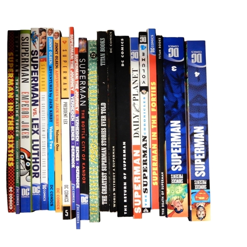218 - DC; A collection of Superman trade paperbacks including Superman Chronicles 1-4, Superman in the For... 