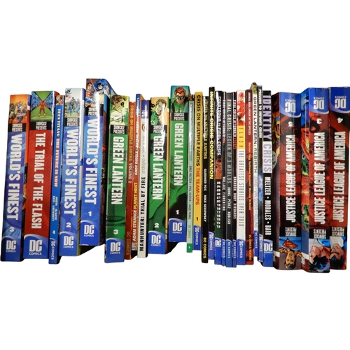 220 - DC; A large collection of trade paperbacks including Green Lantern, Green Arrow, JLA - Crisis of Con... 