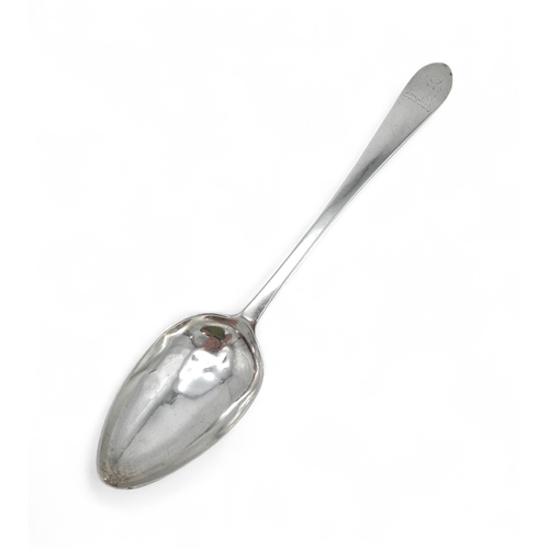 AN IRISH PROVINCIAL SILVER POINTED END TABLESPOON